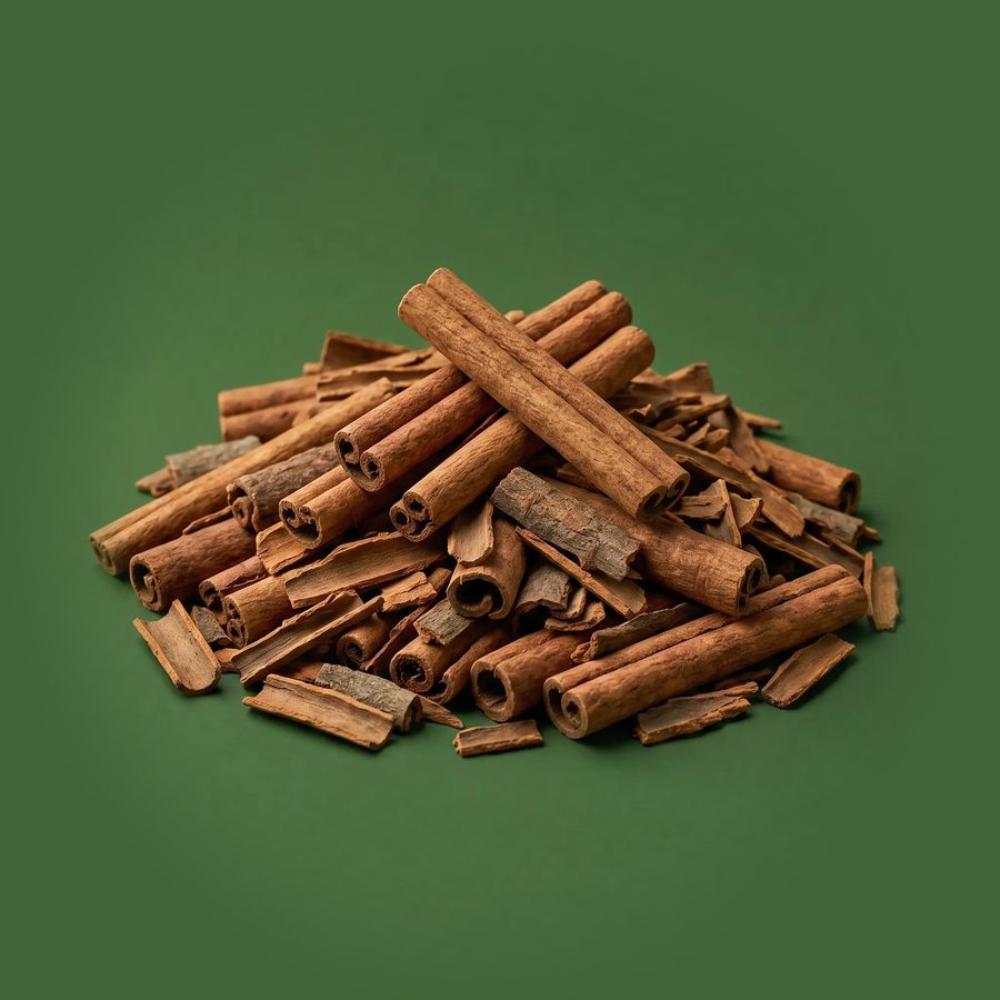 A pile of rolled cinnamon quills