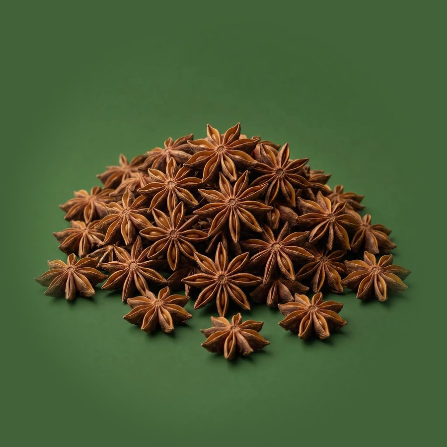 A pile of whole star anise